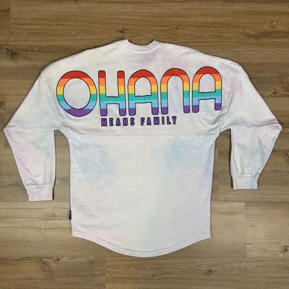 Disney Women's XS Spirit Jersey Stitch Tie Dye Long Sleeve Rainbow Ohana Graphic - Picture 1 of 7